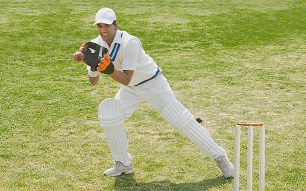 istock Cricket wicketkeeper catching a ball behind stumps 494165302