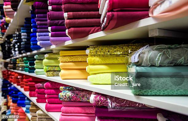 Rolls Of Fabric And Textiles In A Factory Shop Store Stock Photo - Download Image Now