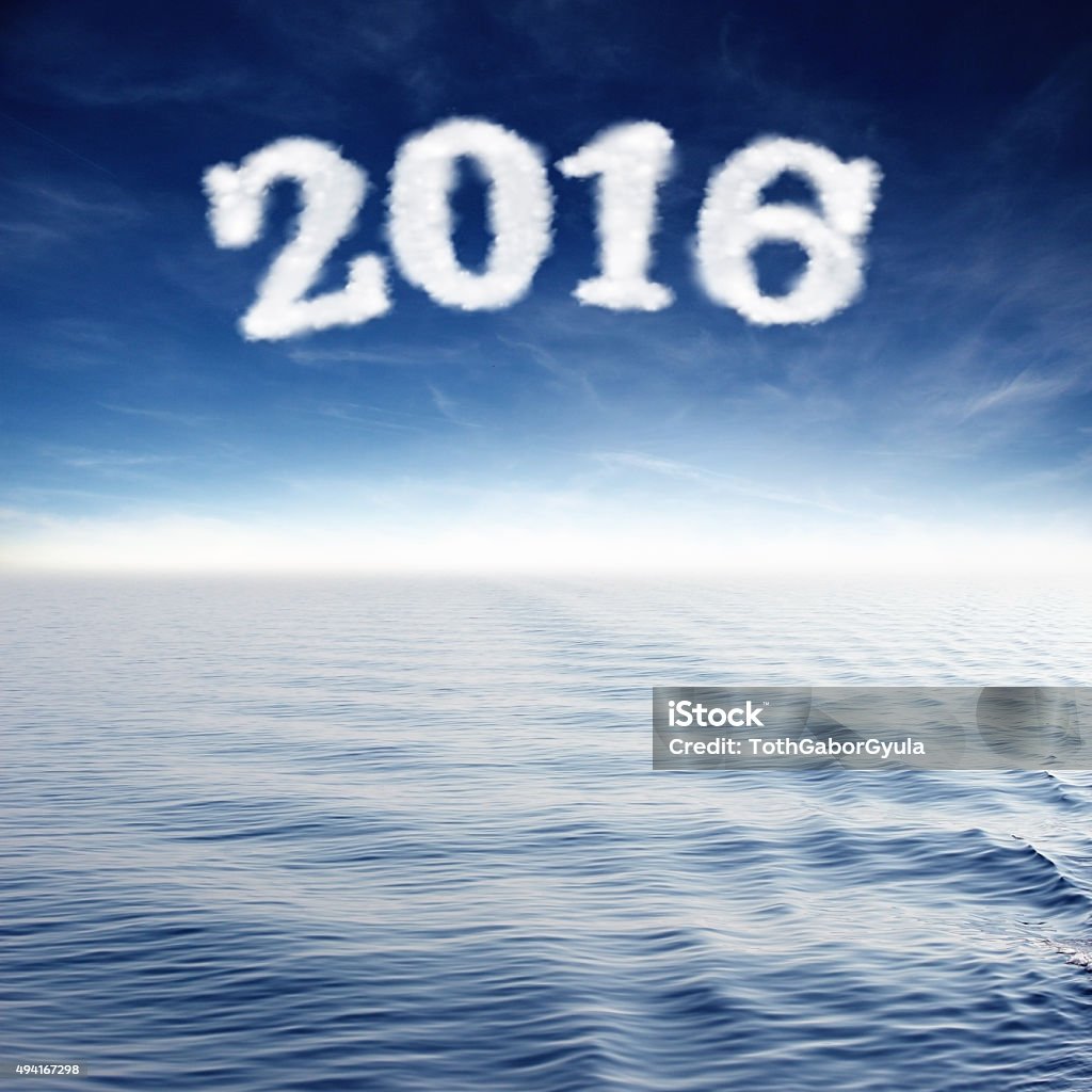 Cloud shaped number forward to 2016 endless sea and clouds Cloud shaped number forward to 2016 endless sea  clouds 2015 Stock Photo