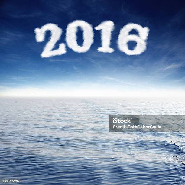 Cloud Shaped Number Forward To 2016 Endless Sea And Clouds Stock Photo - Download Image Now