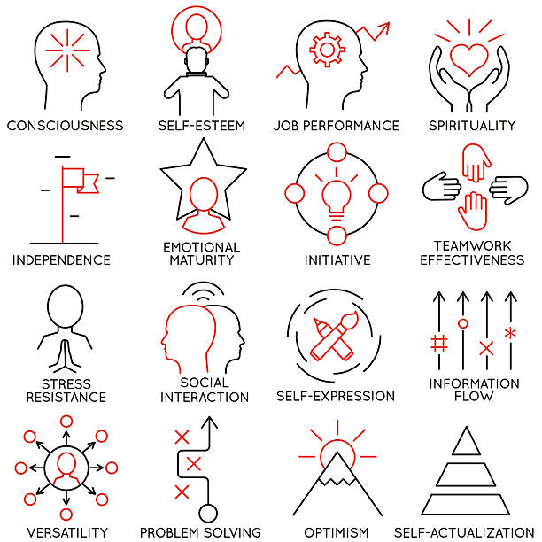Set of icons related to business management - part 21 Vector set of 16 icons related to business management, strategy, career progress and business process. Mono line pictograms and infographics design elements - part 21 resourceful stock illustrations