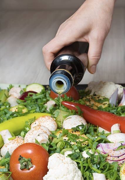 Prepared in black pan with different vegetables and oil