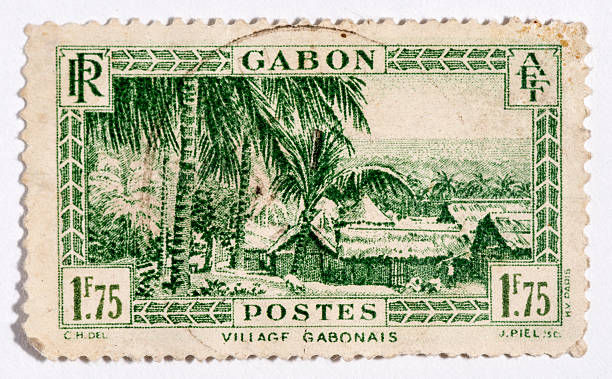 istock Vintage antique old postage stamp from Gabon 494178101