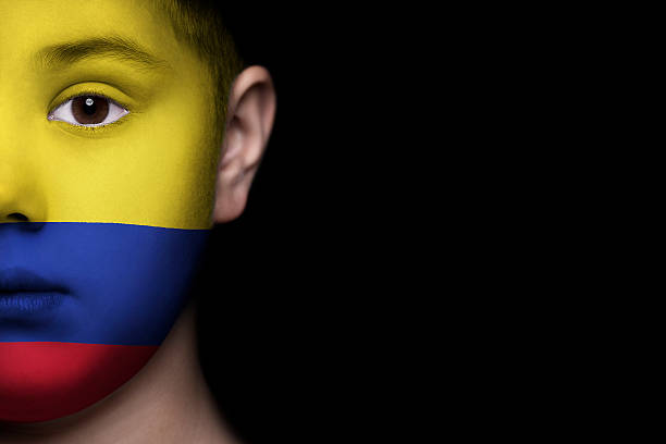 istock Human face painted with flag of Colombia 494178265