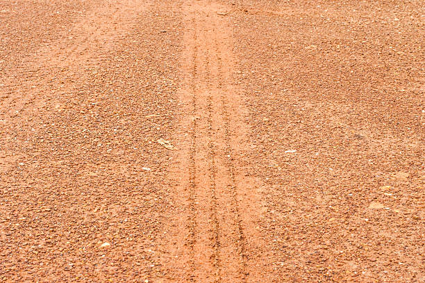 istock tire mark in laterite. 494179335