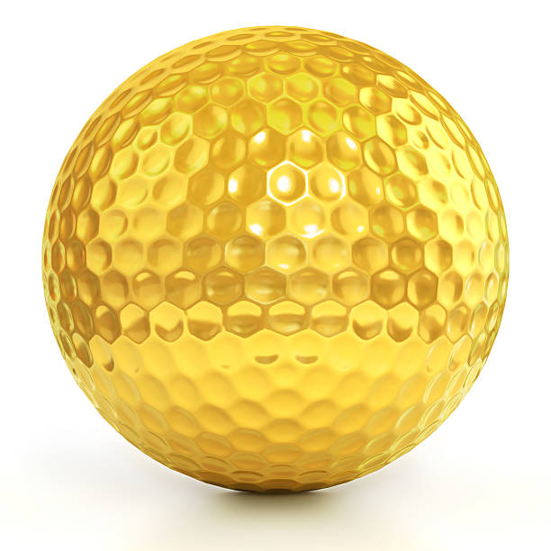 istock golden golf ball isolated over white background 494180329