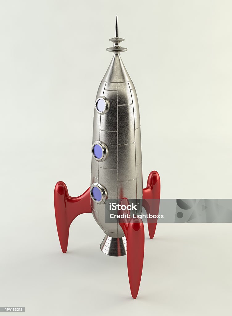 3D rendering of a comic style rocket 3D rendering of a red comic style rocket. Aerospace Industry Stock Photo