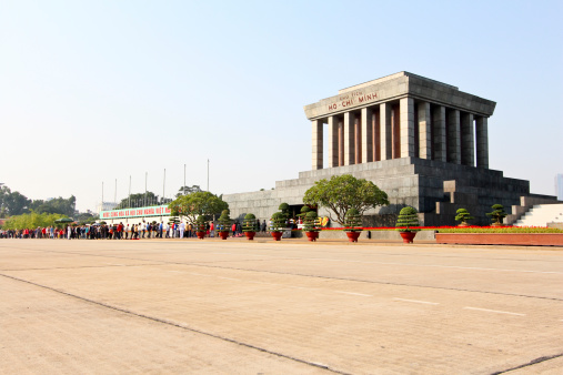 Wide angle view of Ho Chi Minh Mausoleum in Hanoi, Vietnam