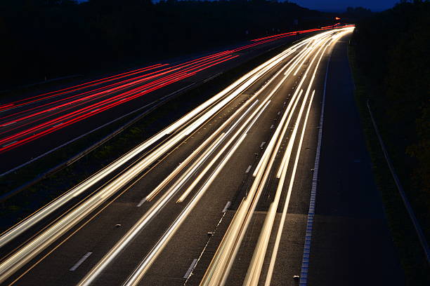 istock Light trail shots on an English Highway / Motorway 494183462