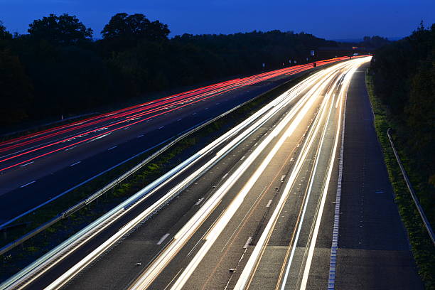 istock Light trail shots on an English Highway / Motorway 494183600