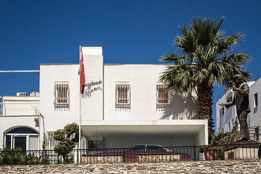 Bodrum, Turkey - August 29, 2015: Exterior of the Zeki Muren Museum on August 29 in Bodrum, Turkey.  Zeki Muren was a prominent Turkish singer, composer, and actor. Editorial use only.