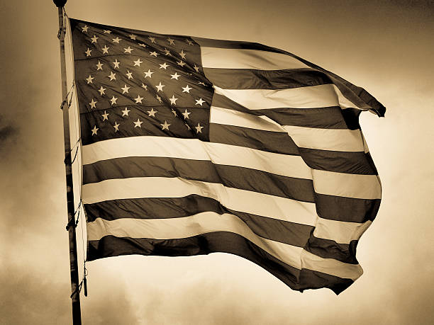 bandeira dos estados unidos da américa - sepia image imagens e fotografias de stock