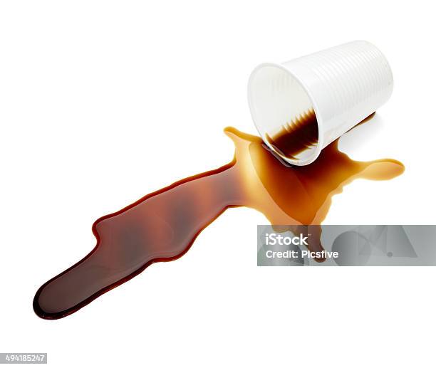 Plastic Cup Of Coffee Dring Beverage Food Office Spilled Messy Stock Photo - Download Image Now