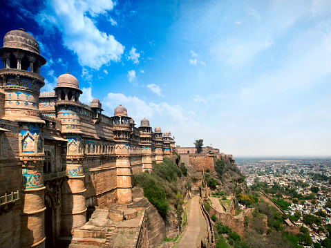 The fort of Gwalior . Gwalior,  India.