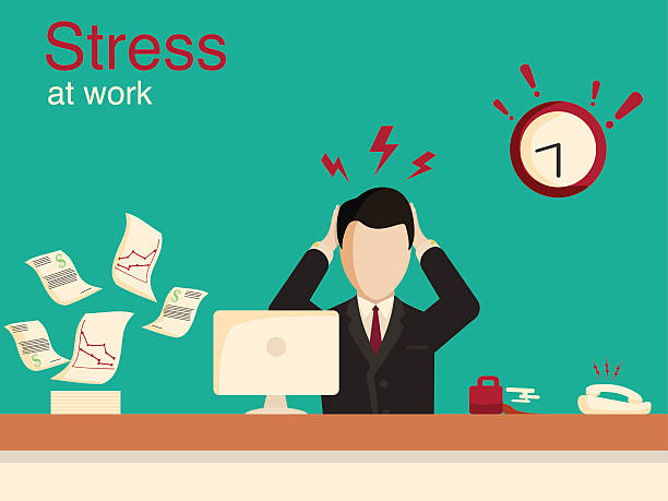 ilustrações de stock, clip art, desenhos animados e ícones de nova tarefa stress infográfico de trabalho. stress de trabalho. - document file emotional stress paperwork