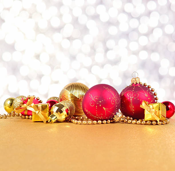 istock Golden and red Christmas decorations 494189234