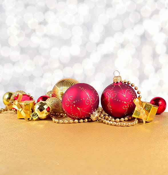 istock Golden and red Christmas decorations 494189454