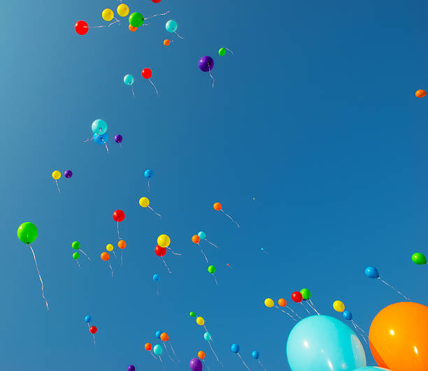 istock Flying color balloons 494191010