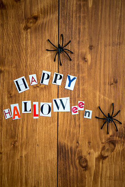 istock Happy Halloween Letters  and Black Spiders 494192474