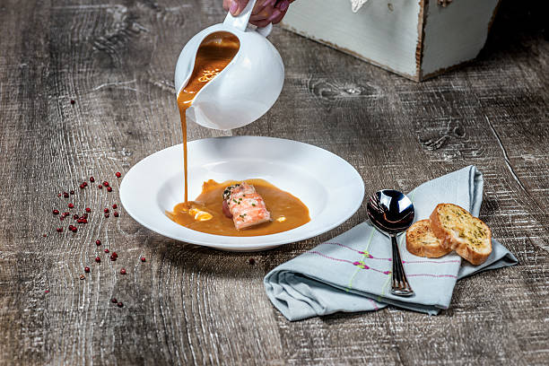 istock Grilled prawns with vegetable sauce on the plate with crispy 494192582