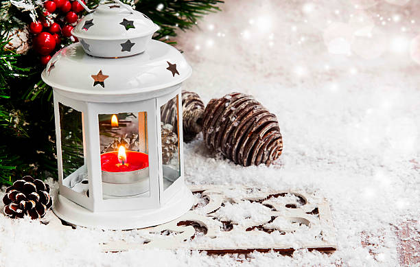 istock Magic Christmas Lantern in the Snow 494192700