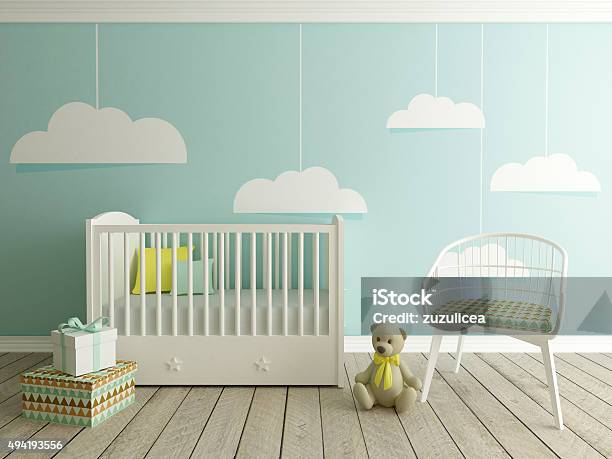 Baby Room Nursery Interior Stock Photo - Download Image Now - Crib, 2015, Apartment