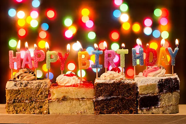 Happy birthday with bokeh background
