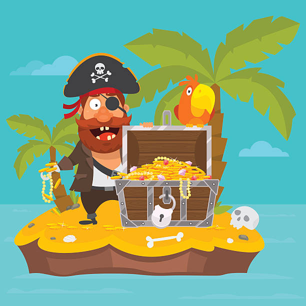 пиратский на острове, часть 1 - computer graphic image characters full stock illustrations