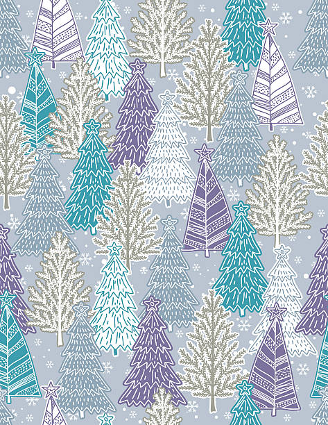 background with forest of christmas trees, vector Christmas background with forest of christmas trees, vector illustration alder tree drawing stock illustrations