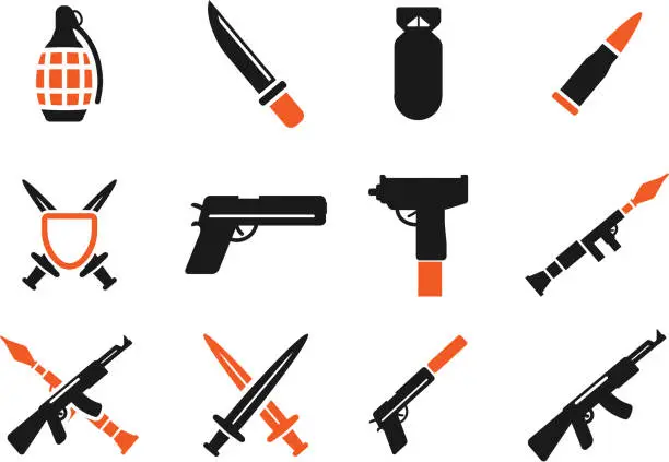 Vector illustration of Weapon simply icons