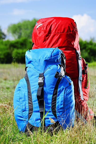 istock Two touristic backpacks on the meadow 494207449