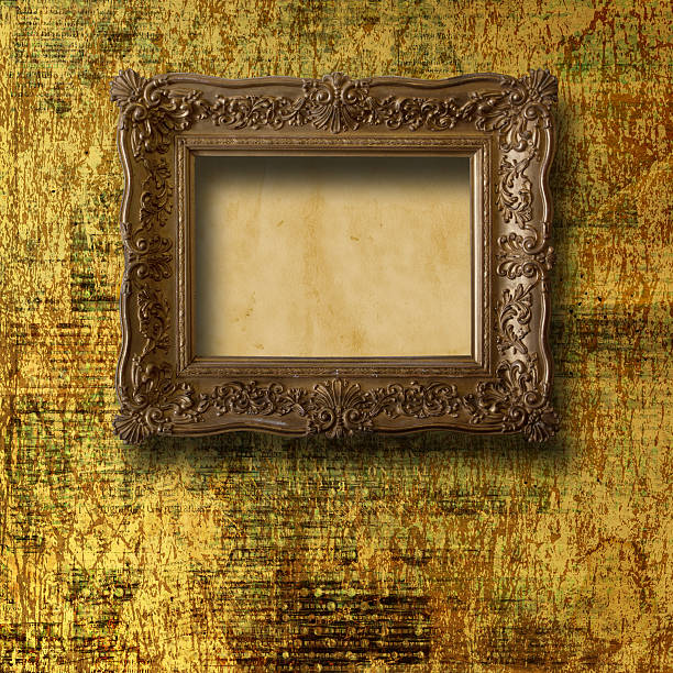 istock Old room, grunge interior with frames in style baroque 494207629