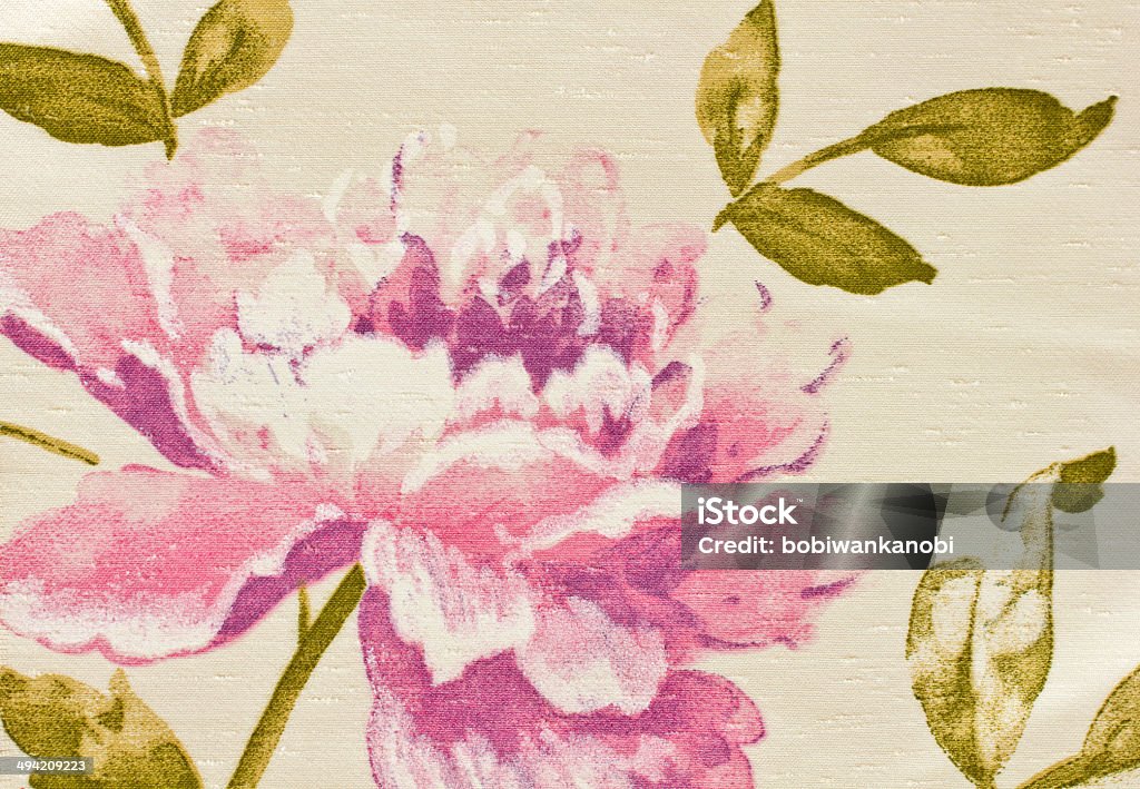 Closeup of flower curtain fabric Antique Stock Photo