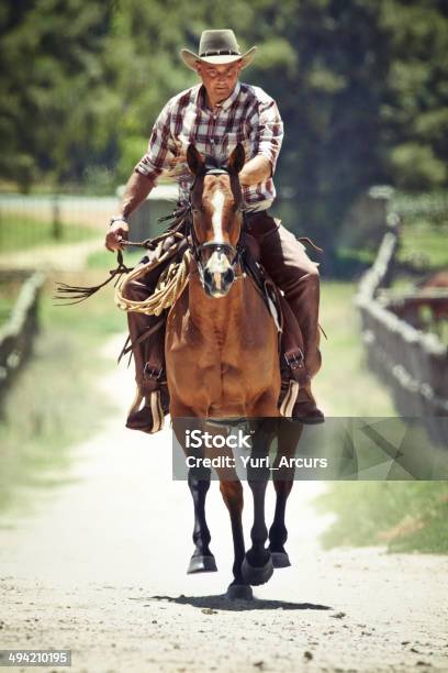 Riding Full Tilt Stock Photo - Download Image Now - Cowboy, Horseback Riding, Horse