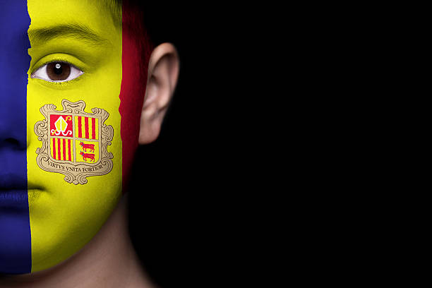 istock Human face painted with flag of Andorra 494211117