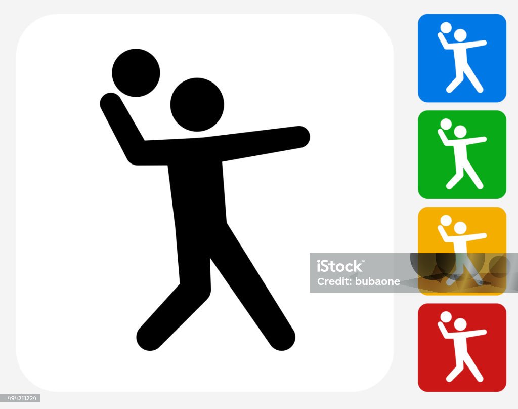 Serving Icon Flat Graphic Design Serving Icon. This 100% royalty free vector illustration features the main icon pictured in black inside a white square. The alternative color options in blue, green, yellow and red are on the right of the icon and are arranged in a vertical column. Throwing stock vector