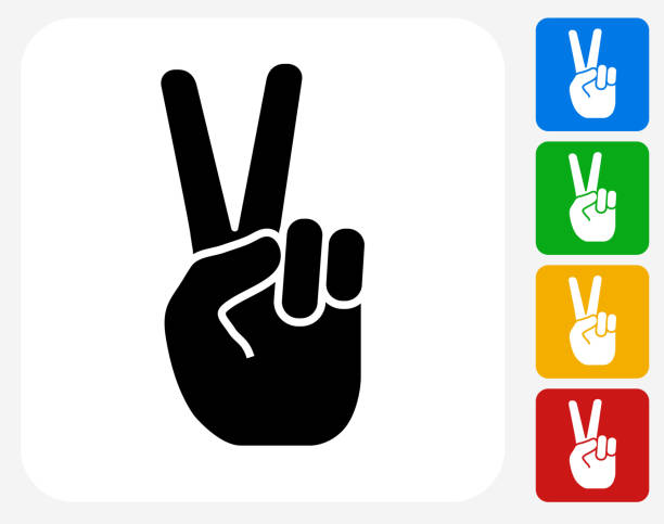 Peace Sign Icon Flat Graphic Design Peace Sign Icon. This 100% royalty free vector illustration features the main icon pictured in black inside a white square. The alternative color options in blue, green, yellow and red are on the right of the icon and are arranged in a vertical column. woodstock stock illustrations