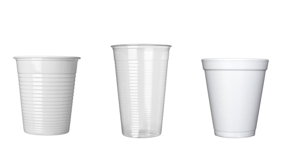 collection of plastic cups of coffee on white background. each one is in full cameras resolutionclose up of plastic cup of coffee on white background with clipping path