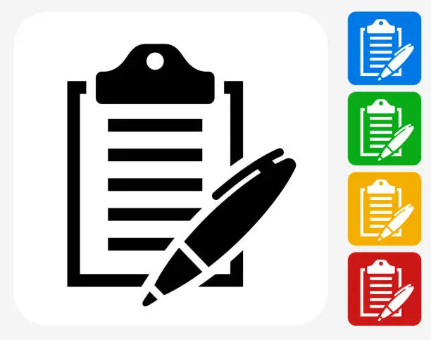 Vector illustration of Clipboard and Pen Icon Flat Graphic Design