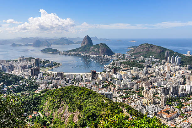 Panorama in Rio de Janeiro, Brazil Panoramic view of Rio de Janeiro from above, Brazil corcovado stock pictures, royalty-free photos & images