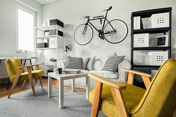 istock Yellow armchairs in living room 494216026
