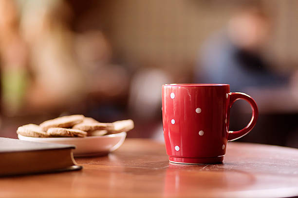 Coffee cup on table stock photo