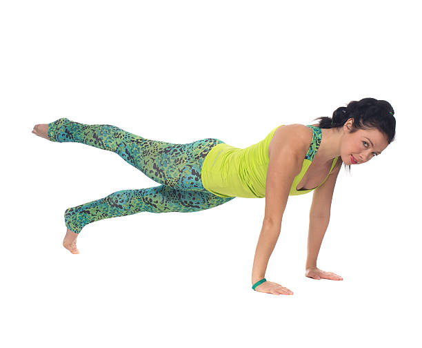 istock Cheerful young exercising woman, isolated over white background 494219962
