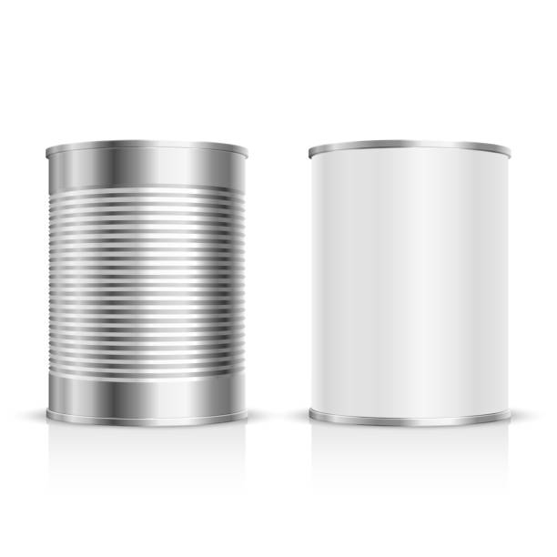 Metal tin set Metal can on a white background. Vector Illustration can stock illustrations