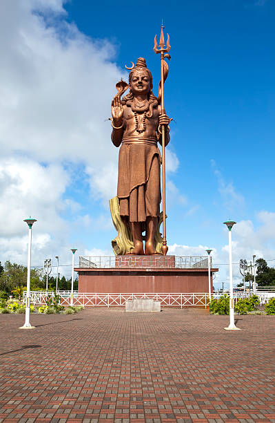 Mauritius. Shiva statue at lake Grand Bassin temple stock photo