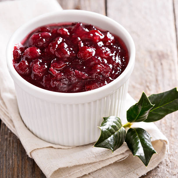 istock Cranberry sauce in ceramic ramekin 494222450