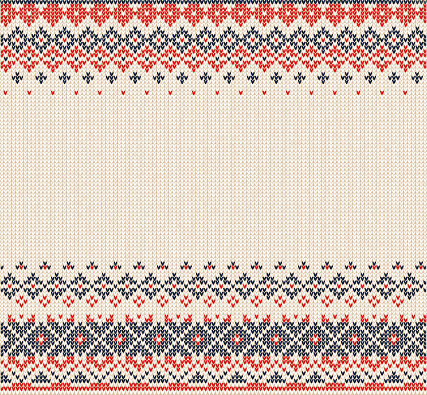 Scandinavian or Russian style knitted background with borders Vector illustration Scandinavian or Russian style knitted background with borders or frame. winter cloth pictures stock illustrations