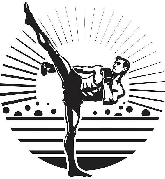 illustrations, cliparts, dessins animés et icônes de kick boxing - martial