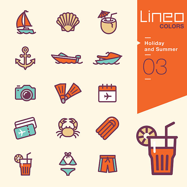 lineo farben-urlaub icons und summer - swimming trunks swimwear clothing beach stock-grafiken, -clipart, -cartoons und -symbole