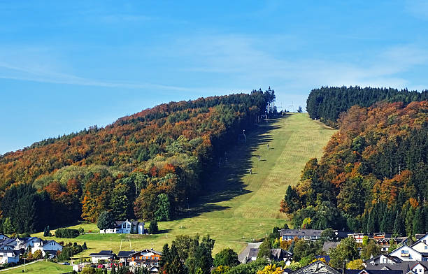 Ski slopes in Willingen in the Sauerland region in autumn Ski slopes in Willingen in the Sauerland region in autumn (Germany) winterberg stock pictures, royalty-free photos & images